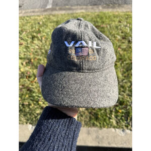 Vintage Vail Colorado Ahead Extreme 2003 Charcoal Wool Leather Strapback Cap